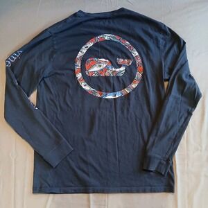 Vineyard Vines Long Sleeve Graphic T-Shirt Navy Blue Men's Size S Fishing Whale